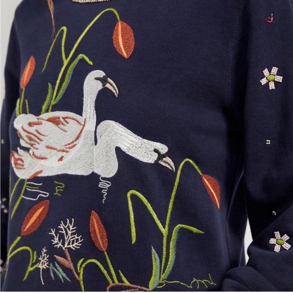 Anthropologie Swan Lake Embroidered Sweatshirt size Small - Picture 5 of 7